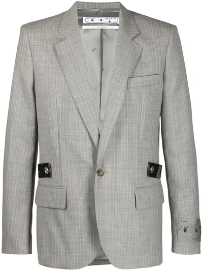 Shop Off-white Single-breasted Tailored Blazer In Grey