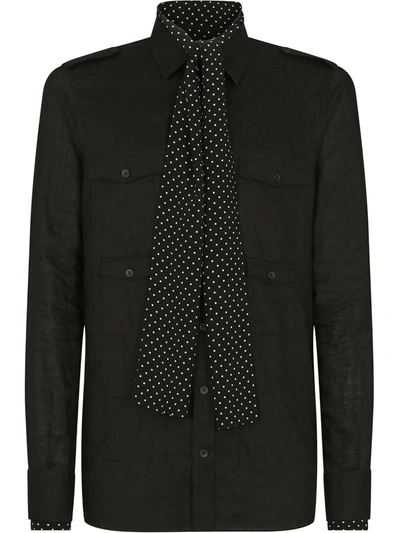 Shop Dolce & Gabbana Tie-neck Shirt In Black
