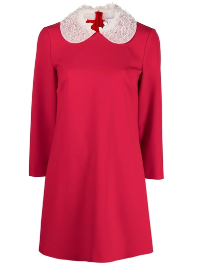 Shop Red Valentino Peter Pan Collar Mini Dress In Red