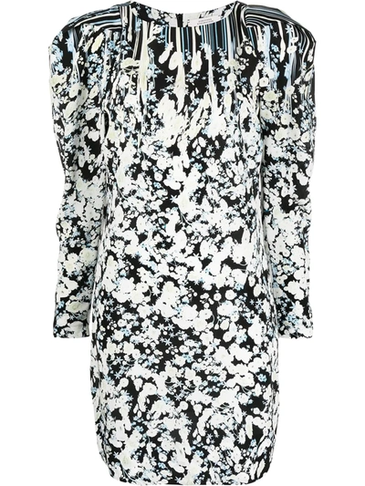 Shop Dorothee Schumacher Puff-sleeve Floral-print Mini Dress In Black