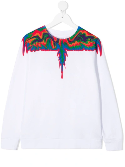 Shop Marcelo Burlon County Of Milan Teen Wings-print Sweatshirt In White