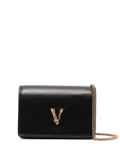 Shop Versace Logo-plaque Crossbody Bag In Black