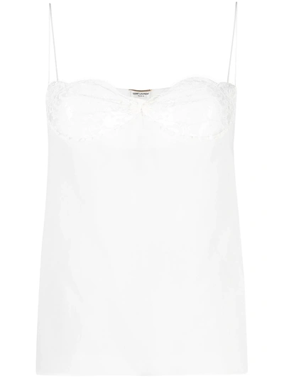 Shop Saint Laurent Sheer Tank Top In White