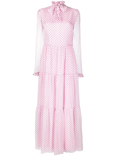 Shop Philosophy Di Lorenzo Serafini Polka Dot Pussy-bow Dress In Pink