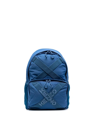Shop Kenzo Taped-logo Backpack In Blue
