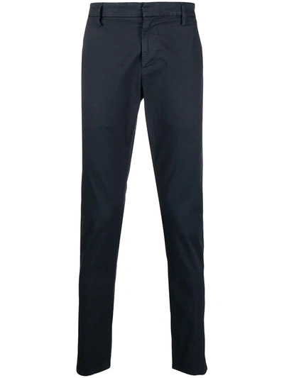 Shop Dondup Cropped Chino Trousers In Blue