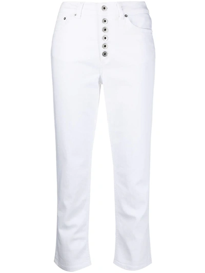 Shop Dondup Koons Cropped Button-fly Trousers In White