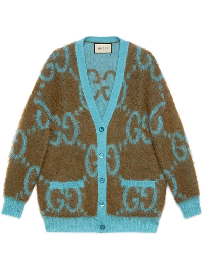 Shop Gucci Reversible Gg Cardigan In Brown