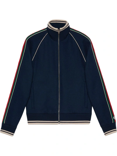Shop Gucci Cashmere Zip-up Jacket In Blue