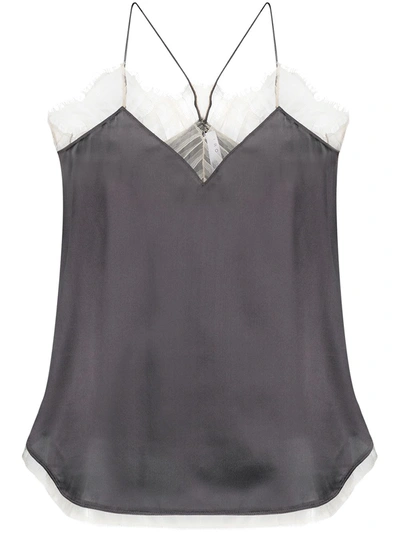 Shop Iro Lace-trim Silk Vest In Grey