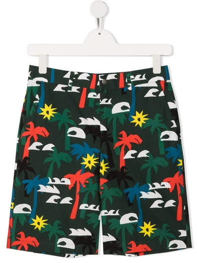 Shop Stella Mccartney Teen Palm Tree-print Shorts In Green