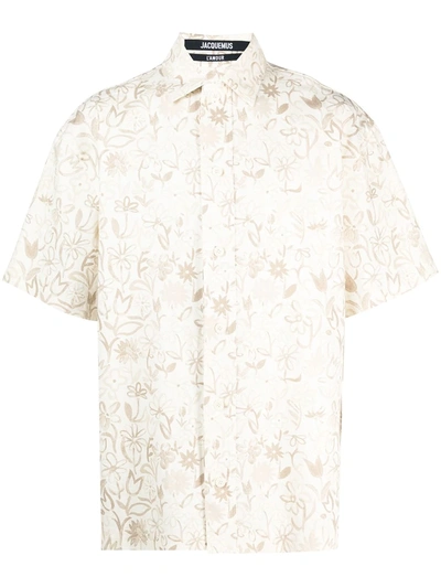 Shop Jacquemus Floral-print Shirt In Neutrals