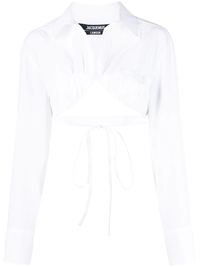 Shop Jacquemus Strap-detail Cropped Shirt In White