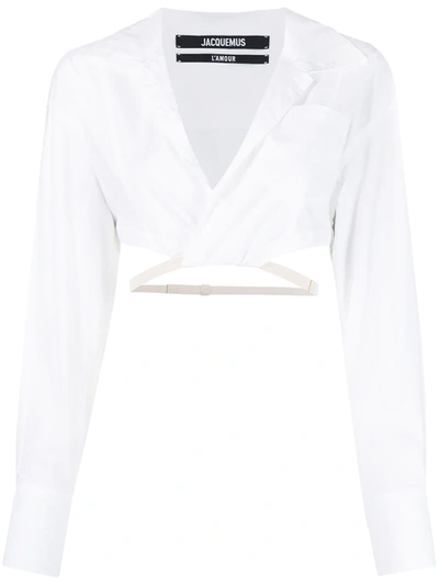 Shop Jacquemus Strap-detail Cropped Shirt In White