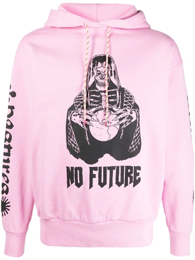 Shop Aries Graphic-print Jersey Hoodie In Pink