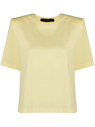Shop Federica Tosi Padded Shoulder Crew-neck T-shirt In Yellow