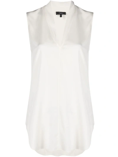 Shop Theory Sleeveless V-neck Top In White