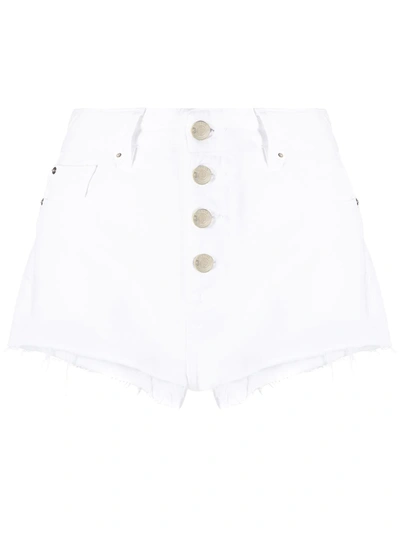 Shop Iro Frayed-edge Denim Shorts In White