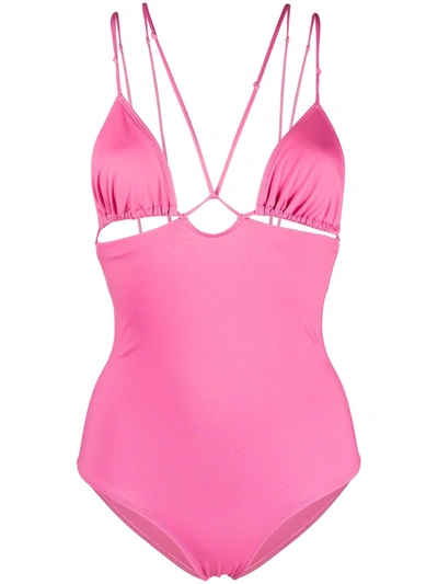 Shop Jacquemus Strappy Cut-out Detail Swimsuit In Pink
