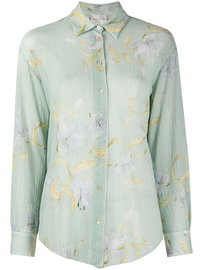 Shop Forte Forte Floral Print Checked Shirt In Green