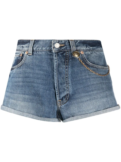 Shop Givenchy Chain-detail Denim Shorts In Blue