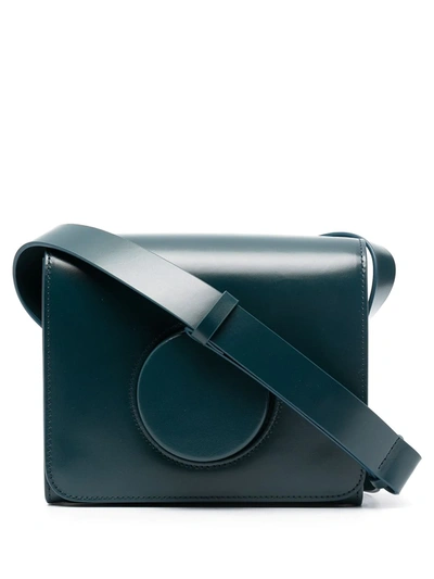 Shop Lemaire Leather Camera Shoulder Bag In Blue