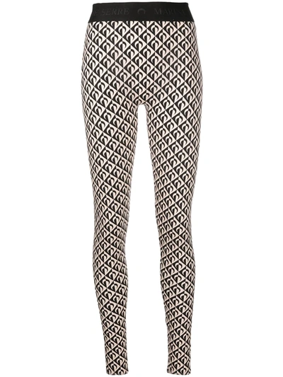 Shop Marine Serre Geometric Moon Print Leggings In Black