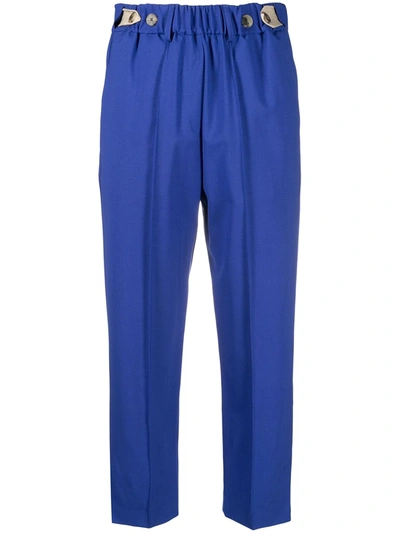 Shop Alysi High-waisted Cropped Trousers In Blue