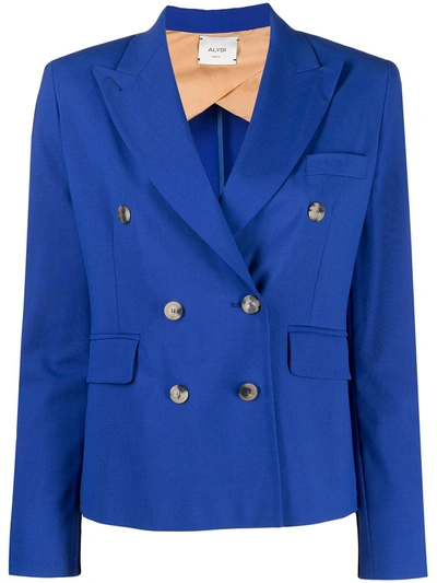 Shop Alysi Double-breasted Tailored Blazer In Blue