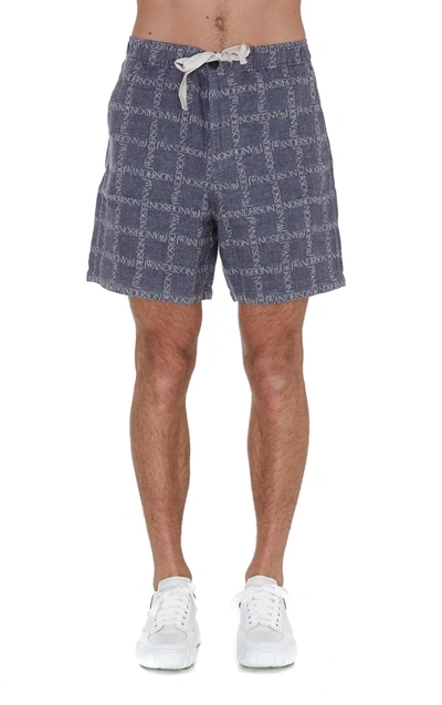 Shop Jw Anderson J.w. Anderson Allover Logo Shorts In Blue
