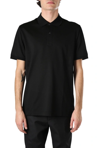 Shop Bottega Veneta Black Cotton Polo Shirt