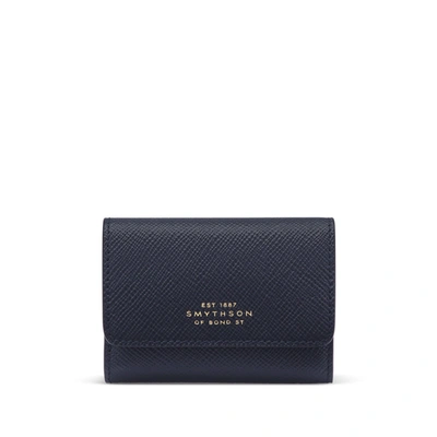 Shop Smythson Compact Purse In Panama In Navy