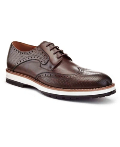 Shop Ike Behar Men's Billy Oxford Shoes In Dark Brown
