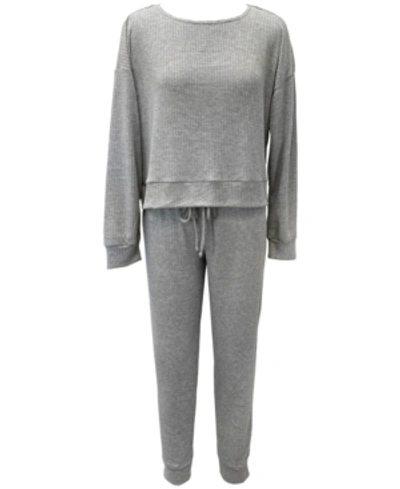 Shop Jenni Waffle Knit Pajama Set, Created For Macy's In Heather Grey