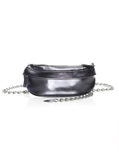 Shop Avec La Troupe Women's Chain Metallic Leather Belt Bag In Black Metallic