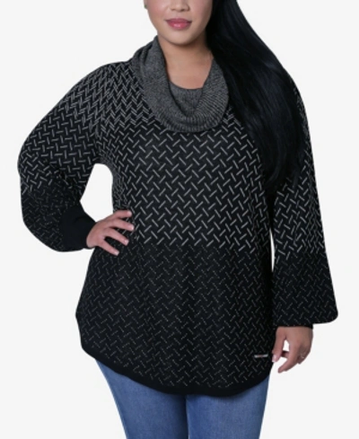 Shop Adrienne Vittadini Women's Plus Size Round Hem Pullover Sweater In Silver