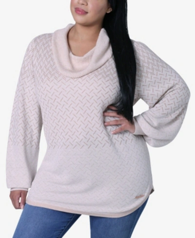 Shop Adrienne Vittadini Women's Plus Size Round Hem Pullover Sweater In Gold