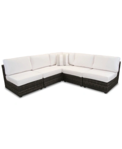 Shop Furniture Viewport Outdoor 5-pc. Modern Modular Seating Set (4 Armless Units And 1 Corner Unit) With Custom Su In Spectrum Eggshell