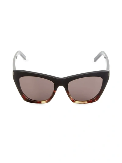Shop Saint Laurent Women's Kate 55mm Cat Eye Sunglasses In Avana