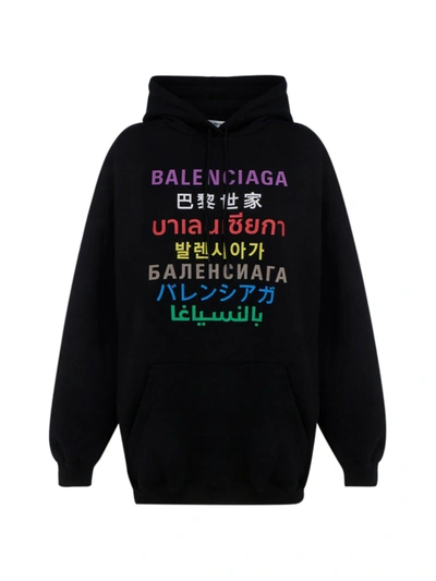 Shop Balenciaga Hooded Sweatshirt In Black