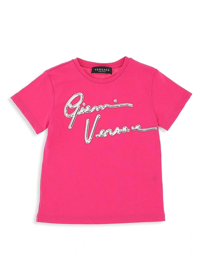 Shop Versace Little Girl's & Girl's Signature Metallic Logo T-shirt In Fuchsia