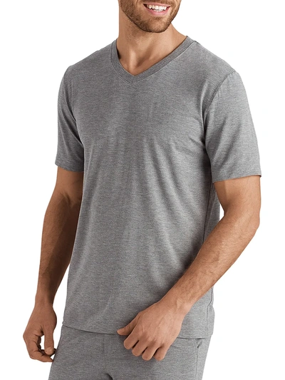 Shop Hanro Casuals Short-sleeve V-neck T-shirt In Stone Melange
