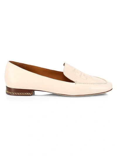 Shop Tory Burch Ruby Square-toe Leather Loafers In Rice Paper
