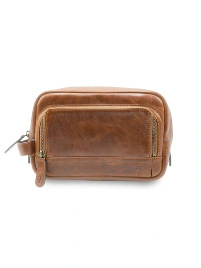 Shop Frye Men's Logan Leather Toiletry Bag In Cognac