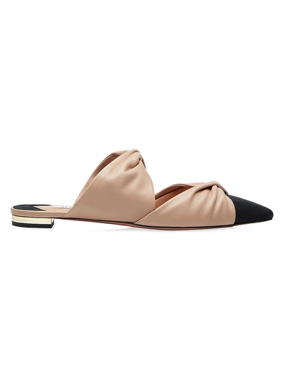 Shop Aquazzura Twist Flat Mules In New Nude Black