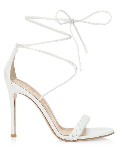 Shop Gianvito Rossi Leomi Braided Leather Sandals In White