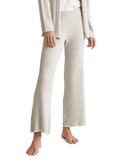 Shop Skin Maddie Rib-knit Cotton & Cashmere Pants In Light Grey Heather