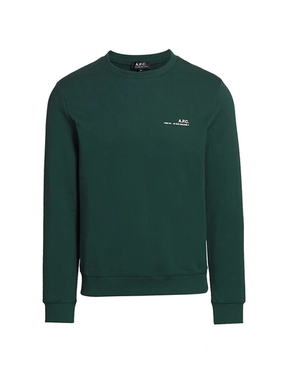 Shop Apc Crewneck Sweatshirt In Dark Green