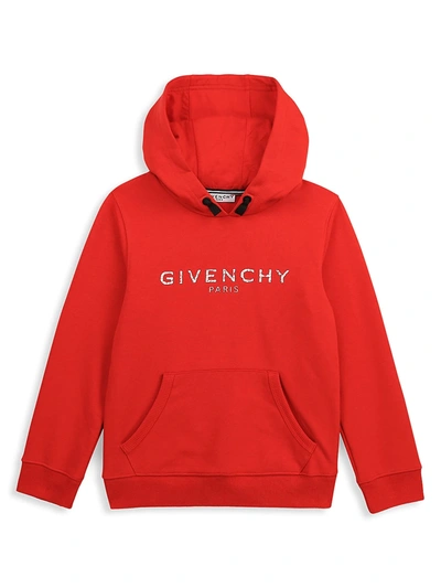 Shop Givenchy Little Boy's & Boy's Logo Hoodie In Red