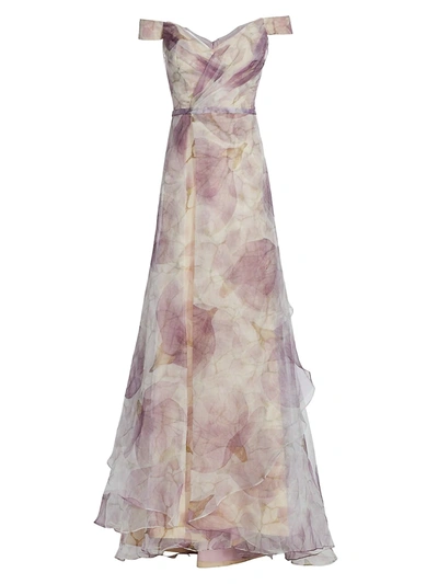 Shop Rene Ruiz Collection Organza Cap-sleeve Gown In Pink